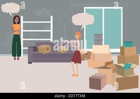 the interior designer works with the client. Stock Vector