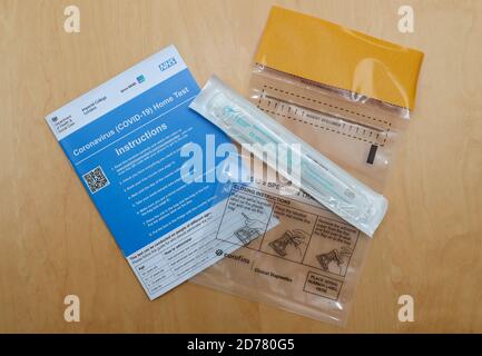 UK Government and NHS Coronavirus ( Covid 19 ) home testing kit. Stock Photo