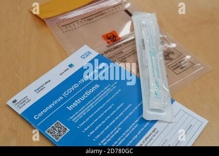 UK Government and NHS Coronavirus ( Covid 19 ) home testing kit. Stock Photo