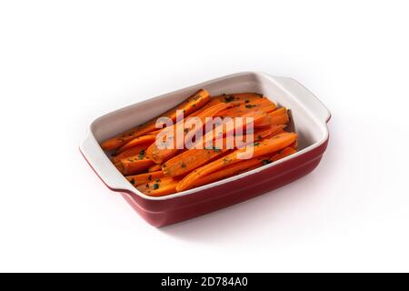 Honey glazed carrots isolated on white background Stock Photo