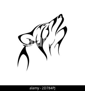 Tribal design vector of wolf head isolated on white background. Silhouette design style. Vector illustration EPS.8 EPS.10 Stock Vector