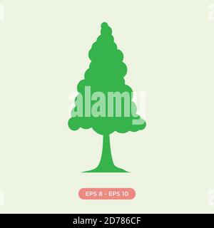 Cartoon of pine tree icon silhouette vector design element. Flat tree graphic design vector. Vector illustration EPS.8 EPS.10 Stock Vector