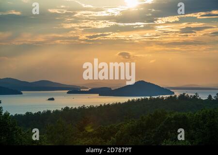 Evening Sunsets On Lake Winnipesaukee Stock Photo