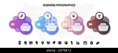 4 steps infographics with abstract labels. Vector template four part used for diagram, business, web, presentations, flowchart, info graph, timeline Stock Vector