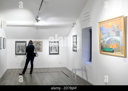 Robert Doisneau photo exhibition at Jean Couty Museum, Saint-Rambert, Lyon, Rhone, France Stock Photo