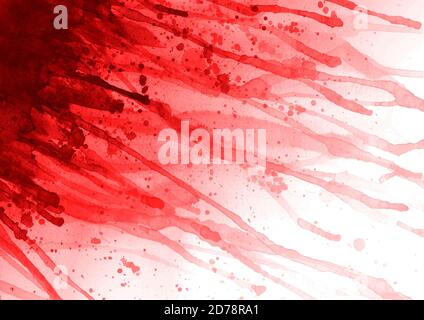 Watercolor blood red color splash background. Watercolour hand painted splashes illustration. Banner frame backdrop template design. Colored grunge co Stock Photo