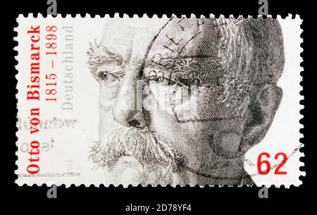 MOSCOW, RUSSIA - OCTOBER 21, 2017: A stamp printed in shows portrait of Otto von Bismarck, serie, circa 2015 Stock Photo