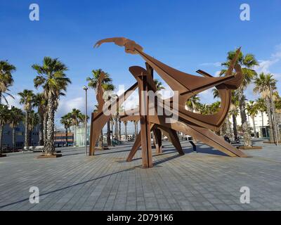 Homenatge a la natacio by Alfredo Lanz artist. Barceloneta quarter, Barcelona, Spain. Stock Photo