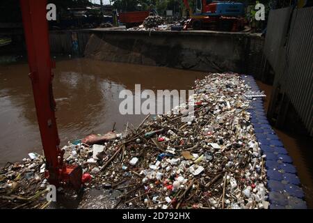 Heavy equipment for collecting garbage and piles of garbage at 