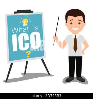 Ico business presentation concept vector flat illustration Stock Vector