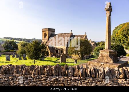 Evening light on St Barnabas church in the Cotswold village of Snowshill, Gloucestershire UK Stock Photo