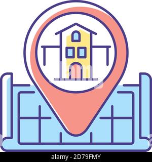 House location RGB color icon Stock Vector