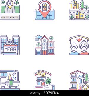 House services RGB color icons set Stock Vector