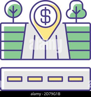 Land plot RGB color icon Stock Vector