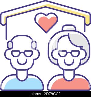 Senior housing RGB color icon Stock Vector