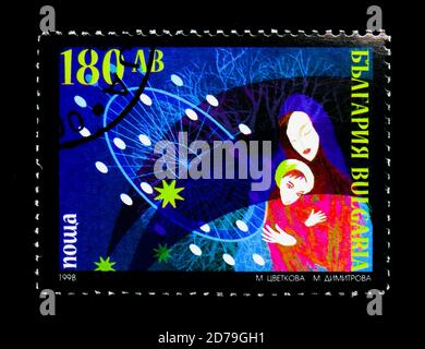 MOSCOW, RUSSIA - DECEMBER 21, 2017: A stamp printed in Bulgaria shows Christmas 1998, serie, circa 1998 Stock Photo