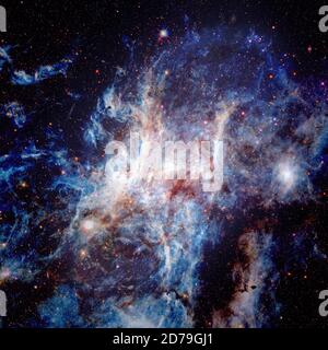Starry deep outer space. Nebula and galaxy. Elements of this image furnished by NASA. Stock Photo