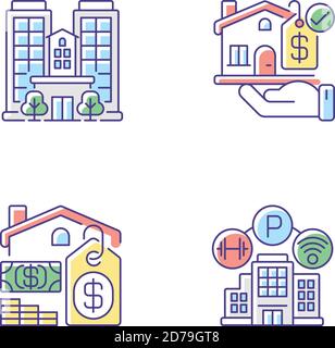 Business property RGB color icons set Stock Vector