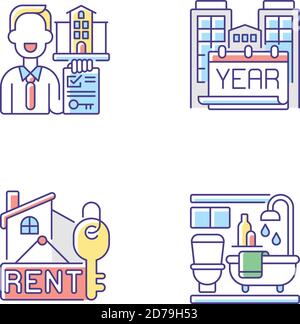 Realtor agency RGB color icons set Stock Vector