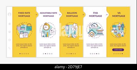 Mortgage loan types onboarding vector template Stock Vector