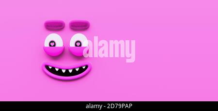 Funny pink Character in Love Face Expression Background 3d Render 3d illustration Stock Photo