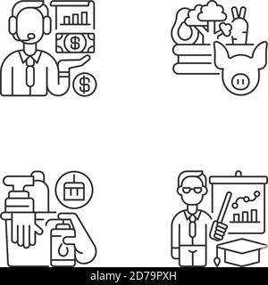 Basic public needs linear icons set Stock Vector