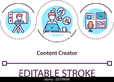 Content creator concept icon Stock Vector