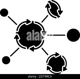 Synergetic network black glyph icon Stock Vector