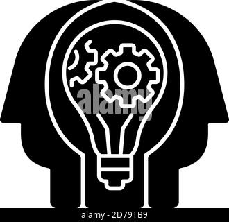 Creative synergy black icon, vector sign on isolated background ...