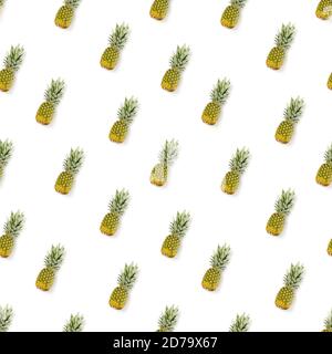 Pineapple Seamless pattern. Tropical abstract pattern. Gold pineapple on the white background. Stock Photo