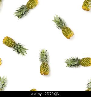 Pineapple Seamless pattern. Tropical abstract pattern. Gold pineapple on the white background. Stock Photo