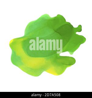 Watercolor Green with Yellow Splashes Alcohol Ink Texture. Abstract Colorful Background. Hand Painted Watercolor Texture Stock Vector