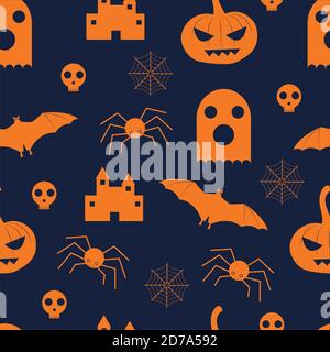 scary Halloween stuff seamless pattern design Stock Vector