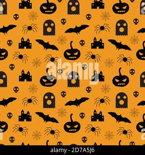 scary Halloween stuff seamless pattern design Stock Vector
