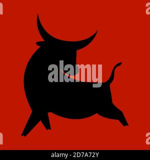 Stylized silhouette of a bull symbol of the New Year 2021. Stock Vector