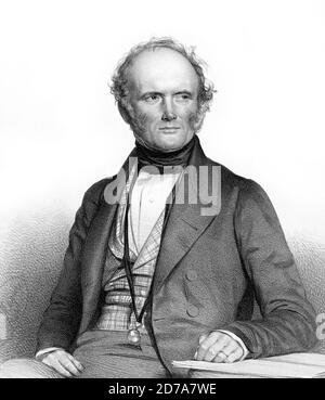 Charles Lyell. Portrait of the Scottish geologist, Sir Charles Lyell (1797-1875), lithograph by Thomas Herbert Maguire. c.1849 Stock Photo