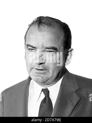 Wisconsin Senator Joseph McCarthy (1908-1957), speaking in front of a ...