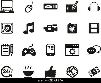Freelance Business Icons Black & White Set Big Stock Vector