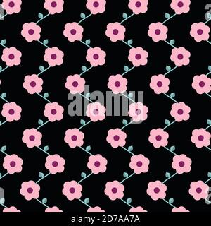 pink flowers seamless pattern design Stock Vector