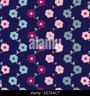 pink flowers seamless pattern design Stock Vector