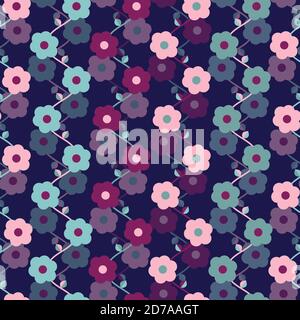 pink flowers seamless pattern design Stock Vector