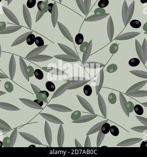 Black and green olives seamless pattern vector design Stock Vector