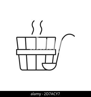 pail and ladle icon element of bathhouse icon for mobile concept and web apps. Thin line pail and ladle icon can be used for web and mobile. Premium Stock Vector