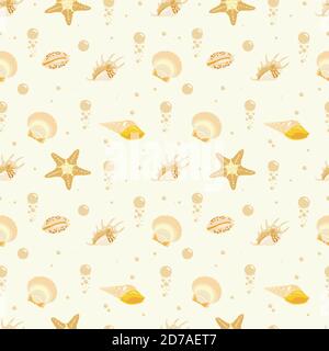 Sea shells seamless pattern design Stock Vector
