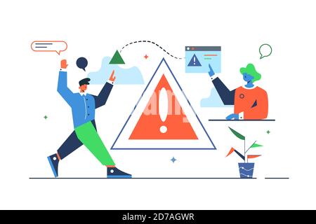 Concept two guys faced warning error in flat style Stock Vector