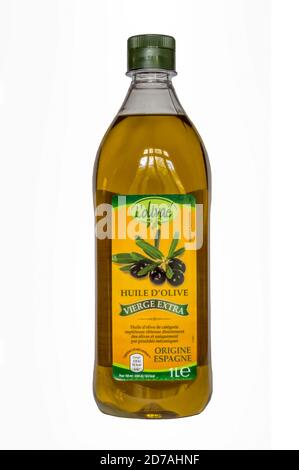 A bottle of L'olivae Spanish extra virgin olive oil. Stock Photo