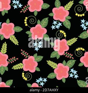 Striped Ditsy floral seamless pattern design Stock Vector