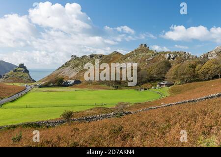 Landscape photo of the Valley Of The Rocks in Exmoor National Park Stock Photo