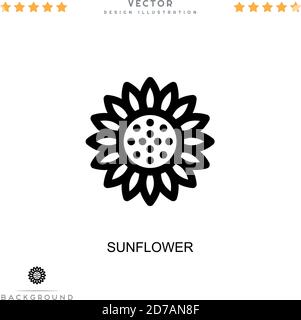 Single sunflower simple vector line illustration. One line art drawing ...