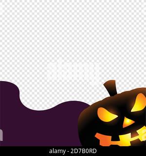 Halloween Background. Vector Illustration. Trick or Treat Concept. Orange Pumpkin on a transparent background Stock Vector